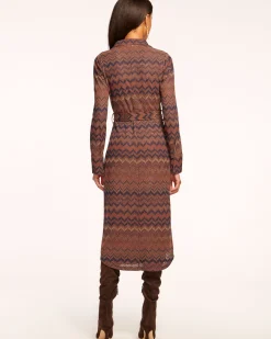 New Lydia Long Sleeve Belted Midi Dress Dresses