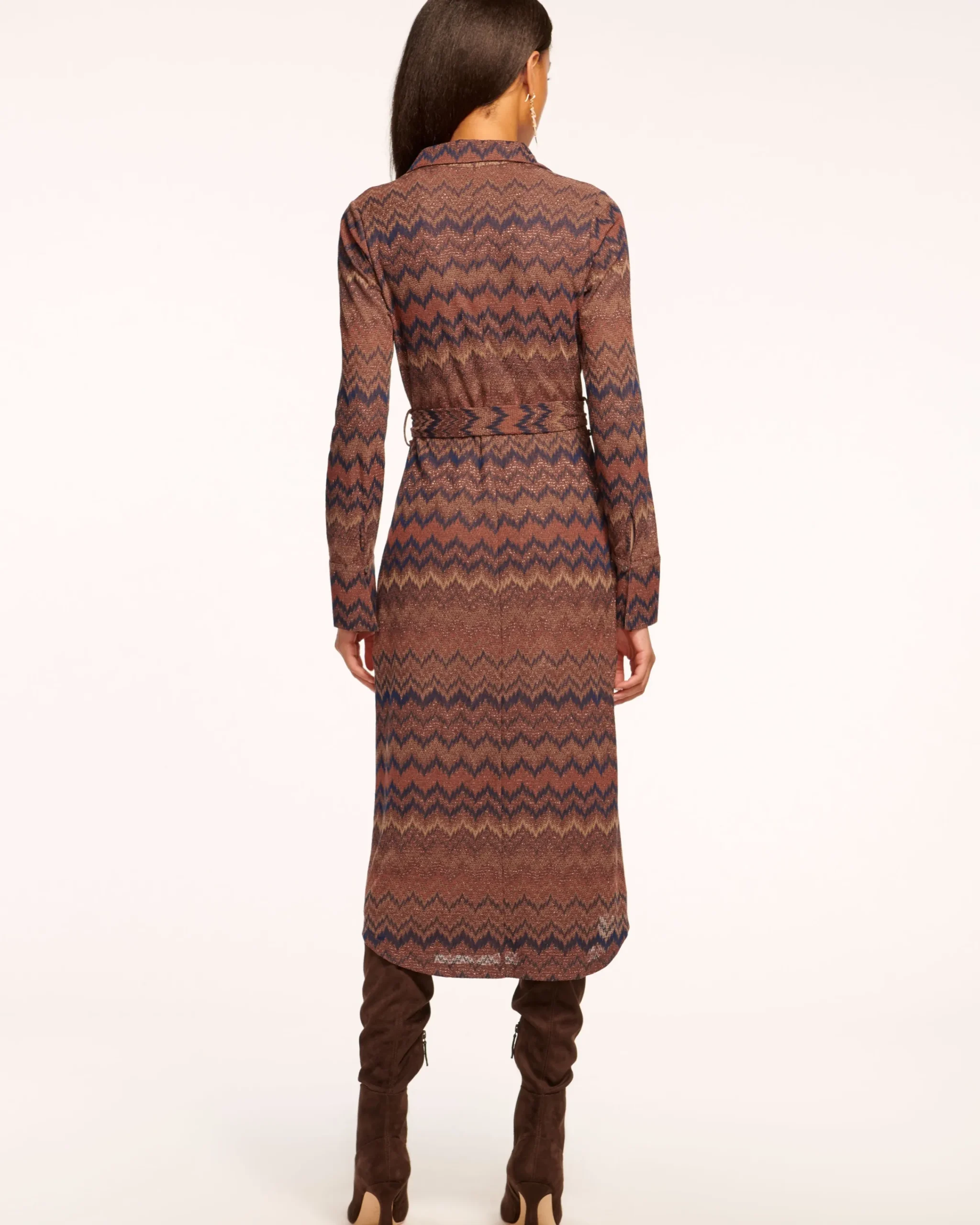 New Lydia Long Sleeve Belted Midi Dress Dresses