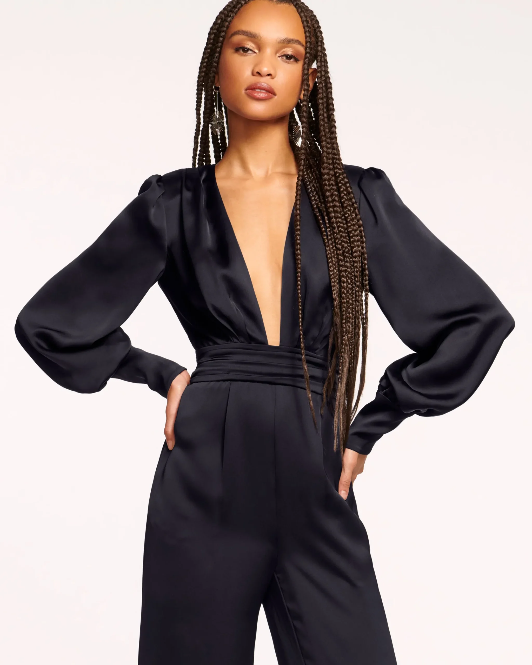 Best Madelane Plunging Long Sleeve Jumpsuit Dresses | Jumpsuits