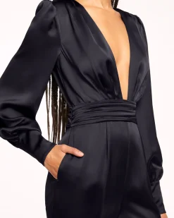 Best Madelane Plunging Long Sleeve Jumpsuit Dresses | Jumpsuits