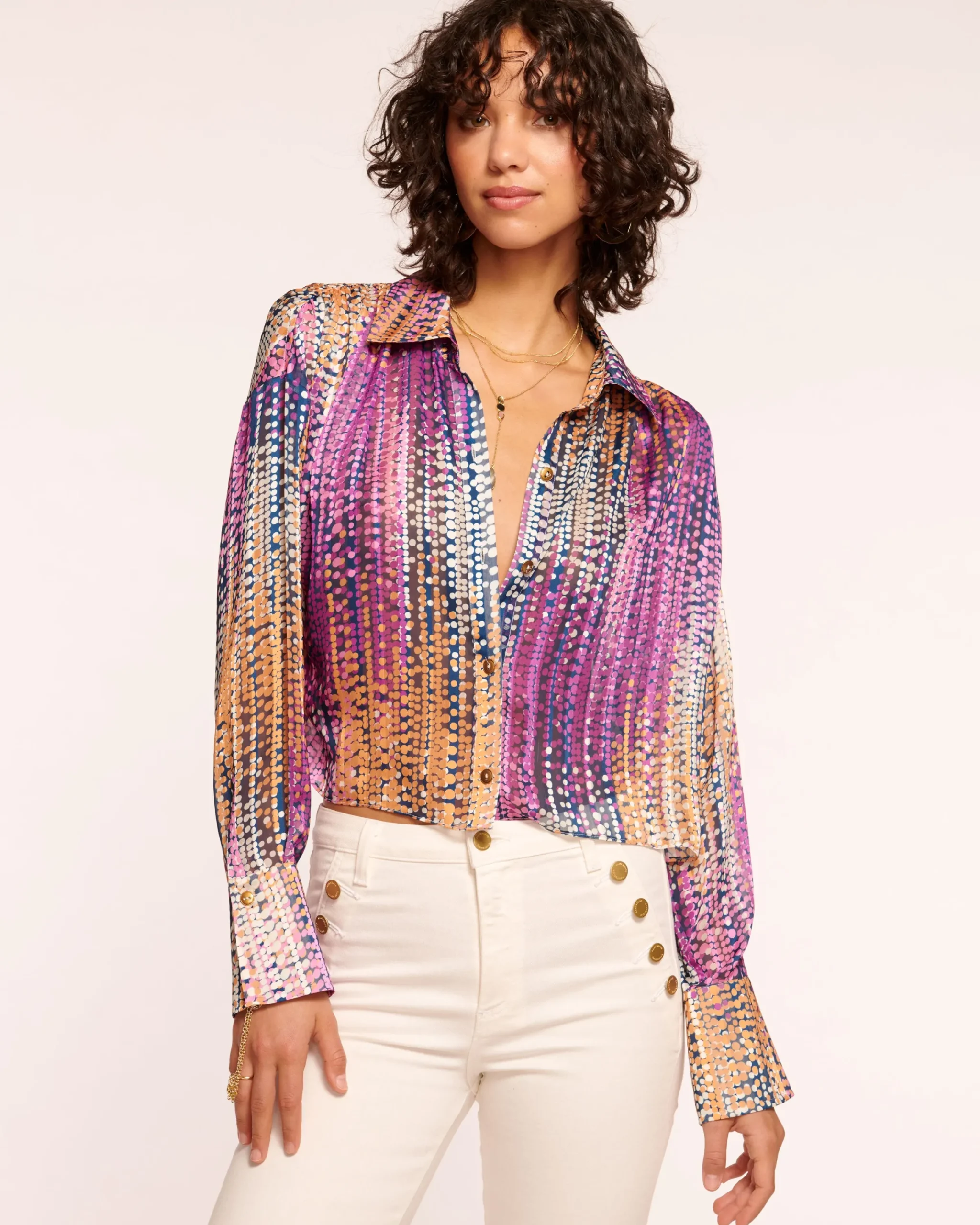 Outlet Mandy Button Down Blouse Tops