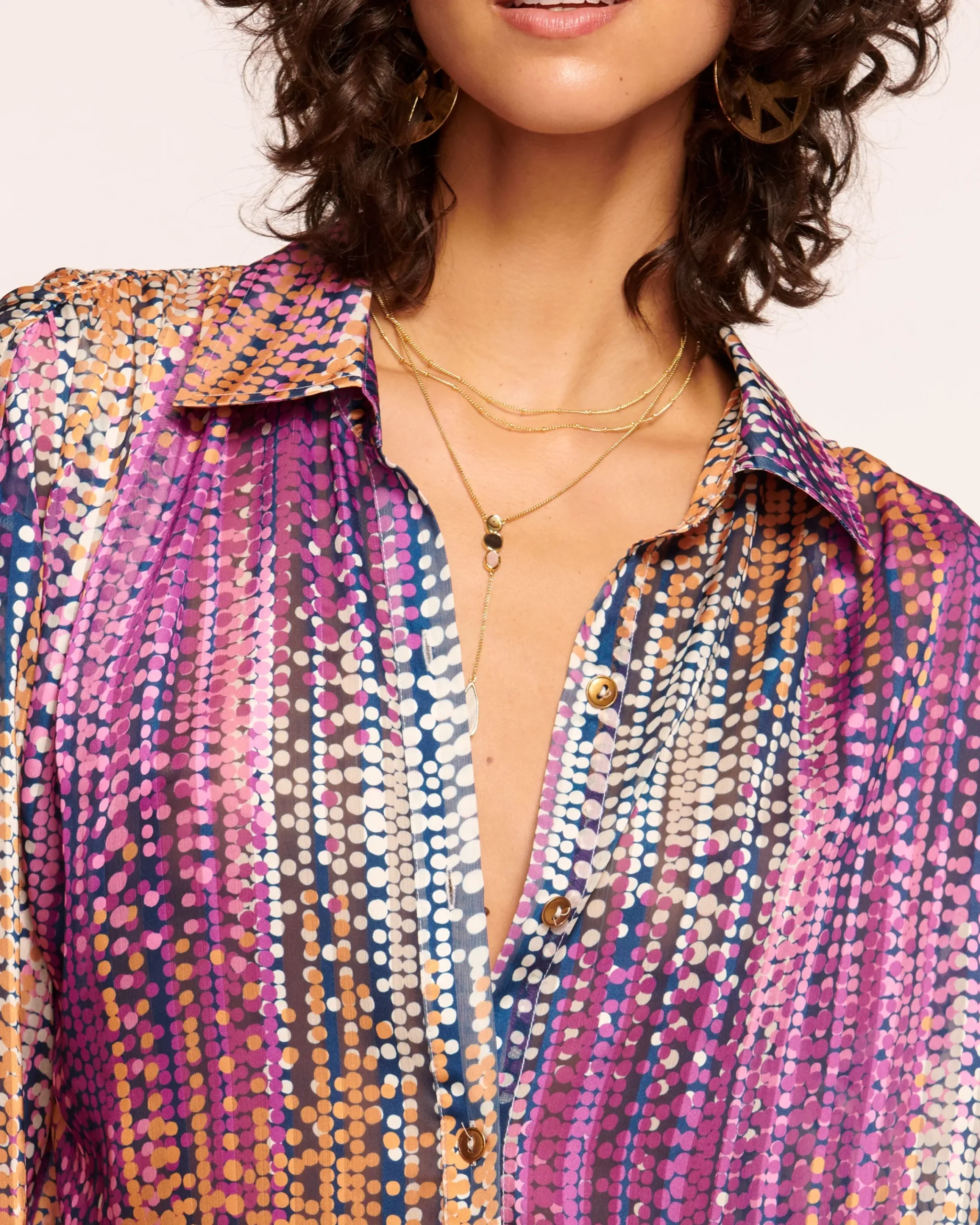 Outlet Mandy Button Down Blouse Tops