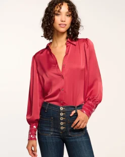 Clearance Milca Embellished Button Down Top Tops