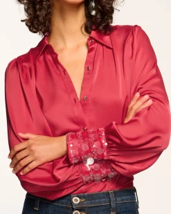 Clearance Milca Embellished Button Down Top Tops