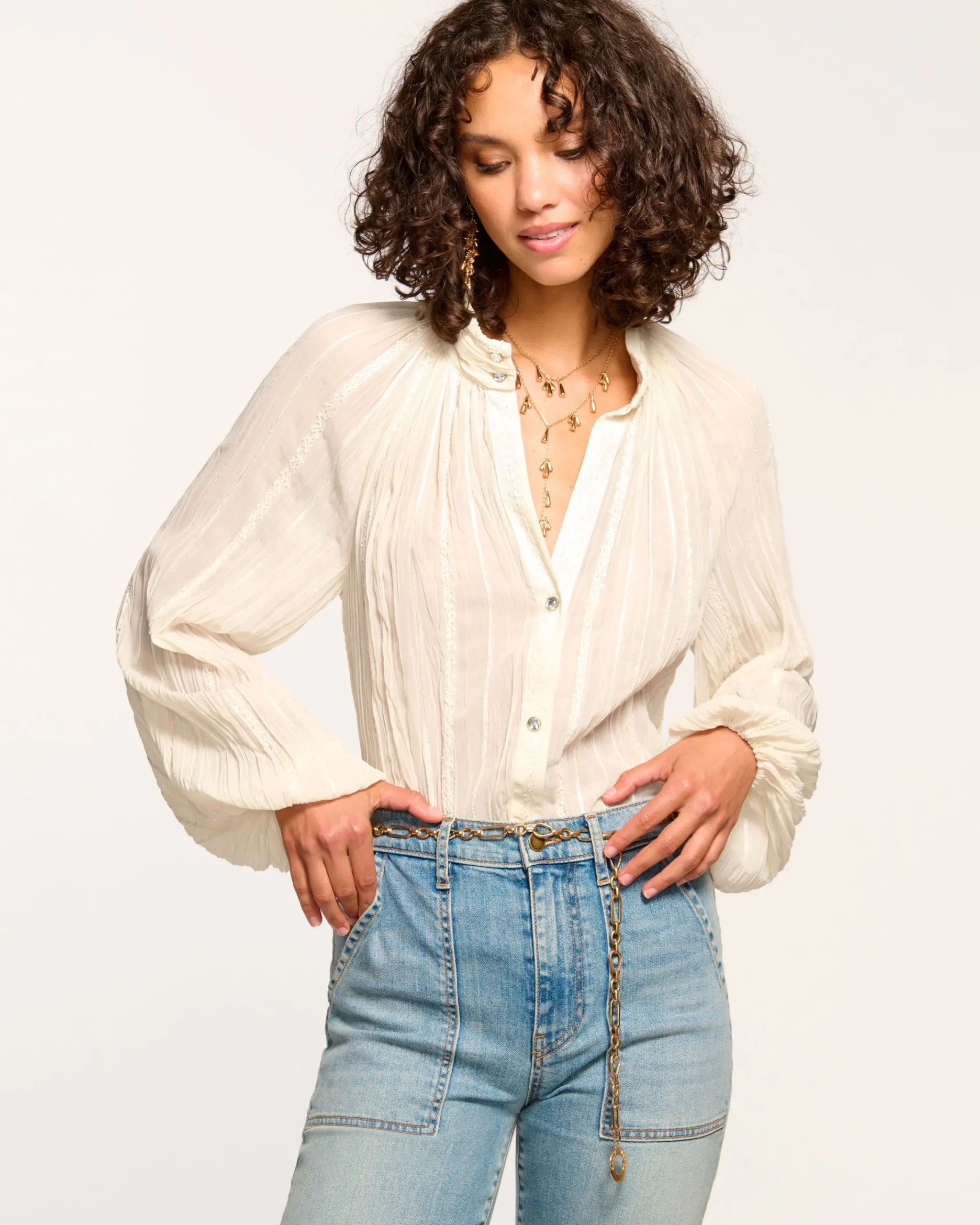 Clearance Nellie Button Down Blouse Tops