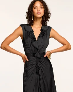 Online Olive Ruffle V-Neck Midi Dress Dresses
