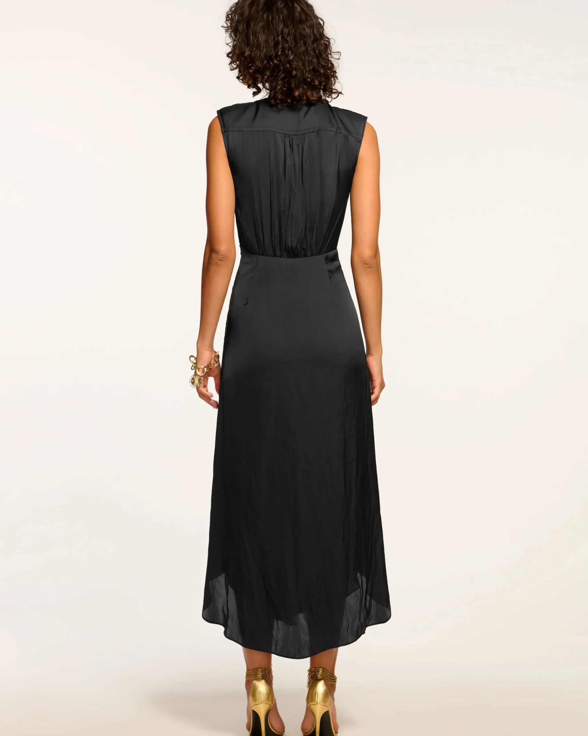 Online Olive Ruffle V-Neck Midi Dress Dresses
