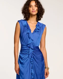 Online Olive Ruffle V-Neck Midi Dress Dresses