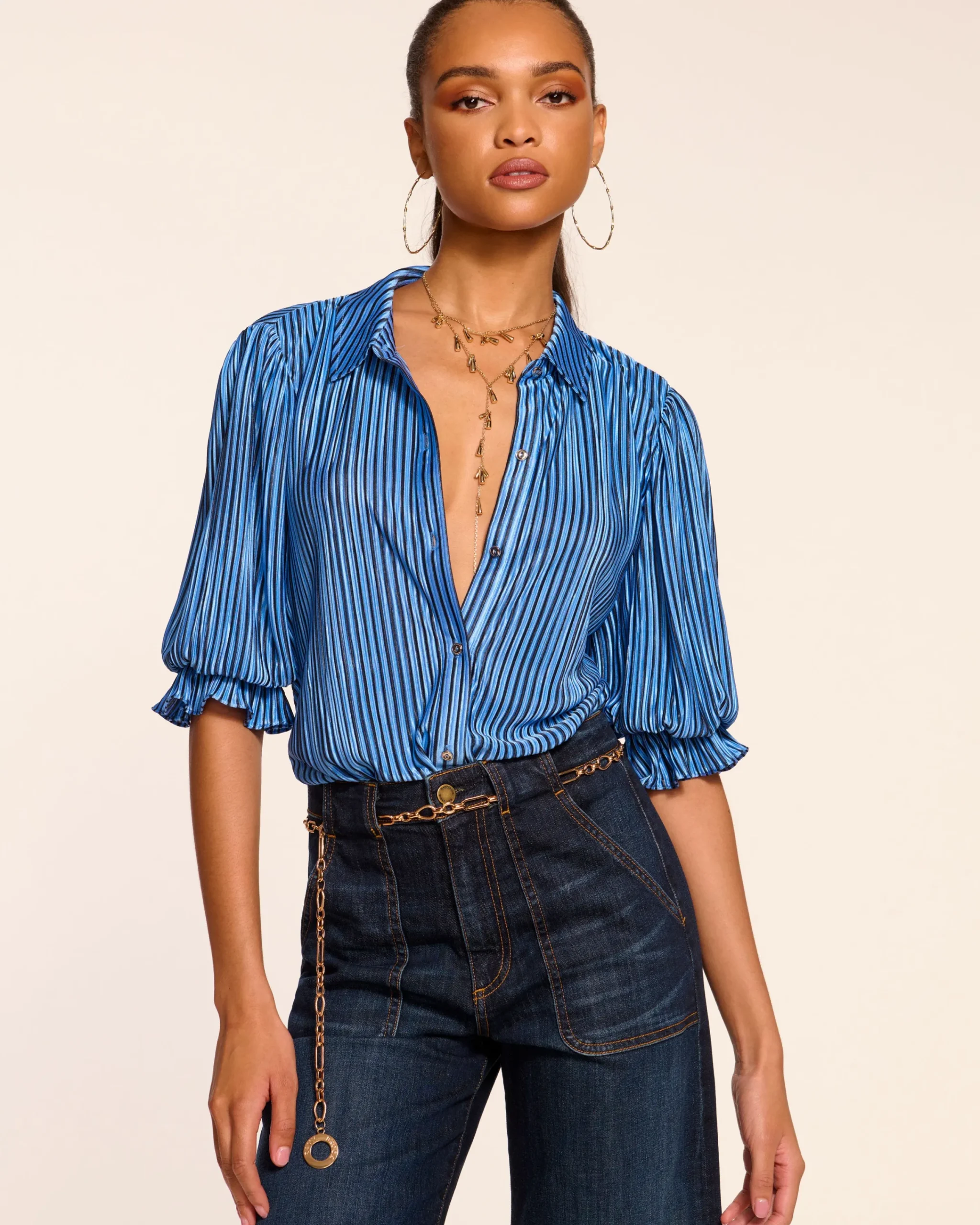 Best Pleated Dina Short Sleeve Bodysuit Tops