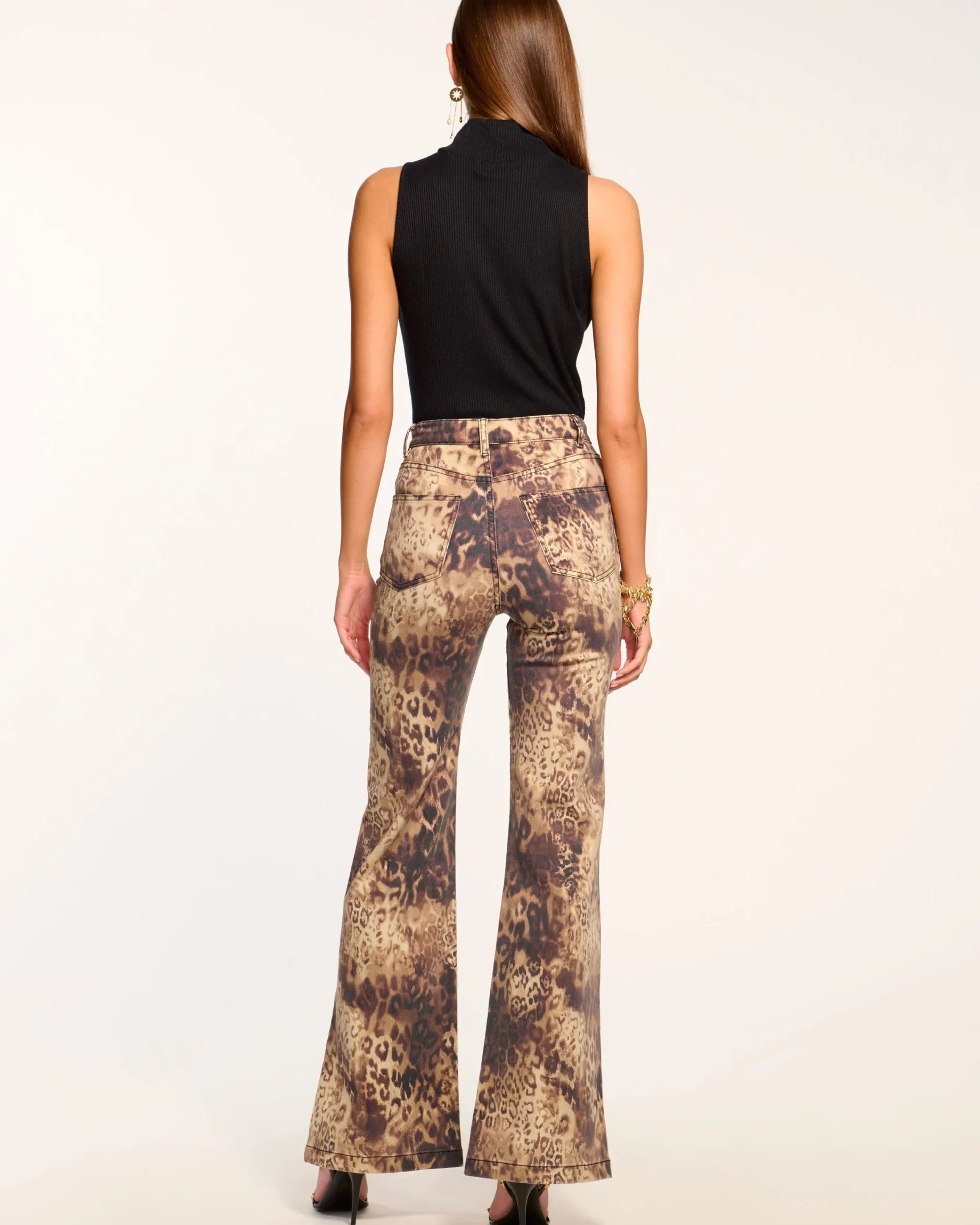 Sale Printed Tyra High Waisted Flare Jean Denim | Bottoms