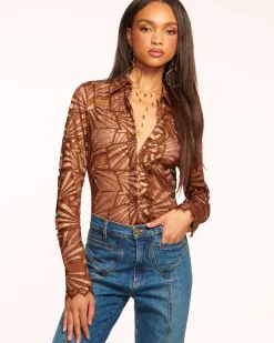 Outlet Priscilla Lace Button Down Top Tops