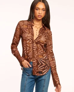 Outlet Priscilla Lace Button Down Top Tops
