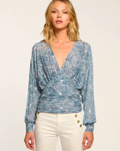 Outlet Randie Long Sleeve V-Neck Blouse Tops