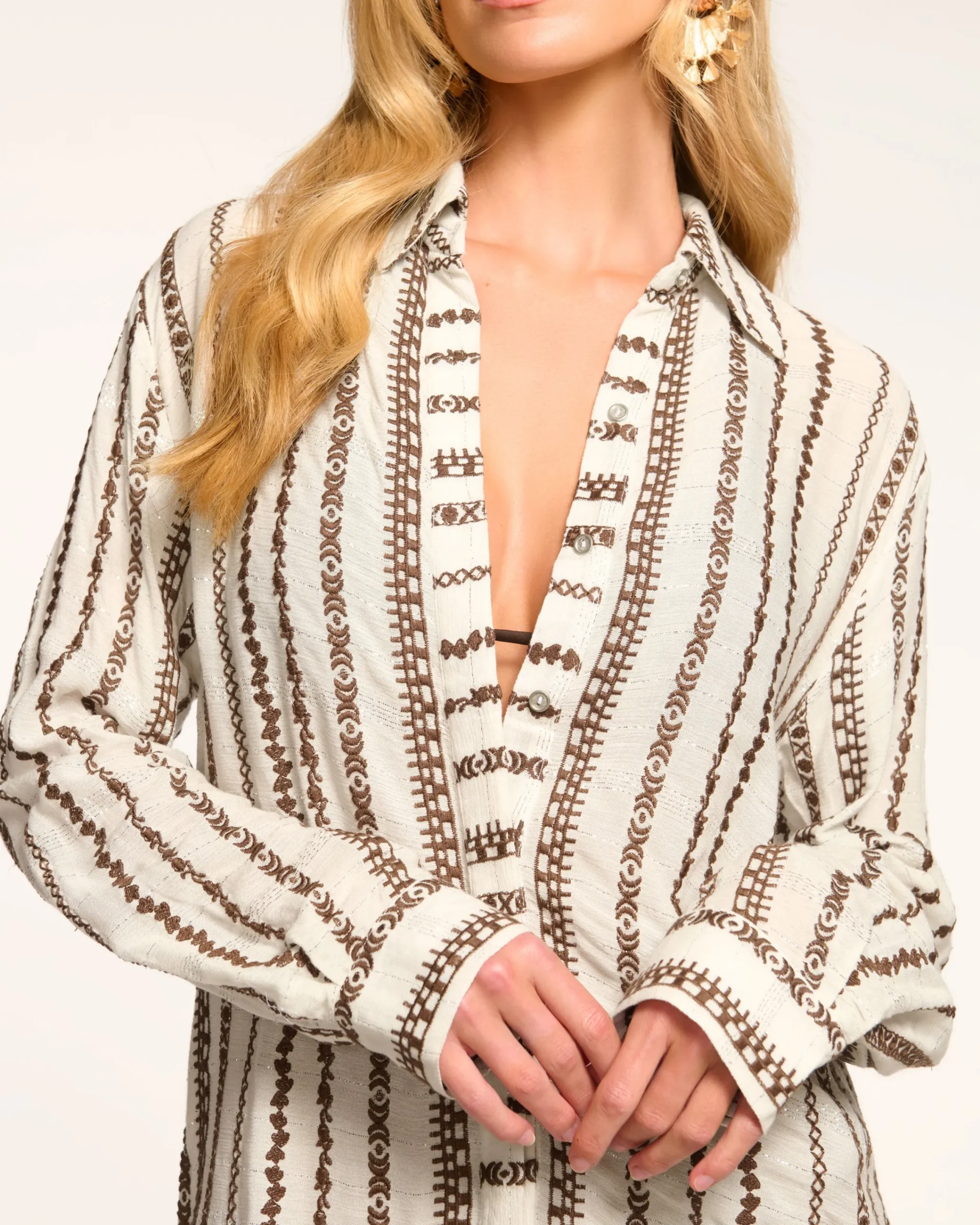 Clearance Roman Coverup Button Down Top Swim & Coverups