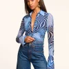 Best Talisa Long Sleeve Button Down Mesh Top Tops