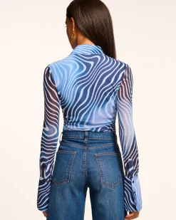 Best Talisa Long Sleeve Button Down Mesh Top Tops