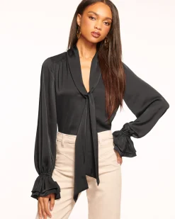 Discount Tammy Tie-Front V-Neck Blouse Tops