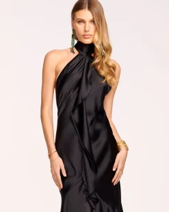 New Tera Ruffled Halter Gown Dresses