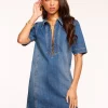 Outlet Tunechi Denim Shirt Dress Dresses | Denim