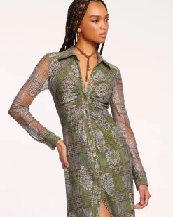 Fashion Wyatt Button Down Mesh Maxi Dress Dresses