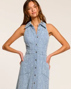 Sale Yesenia Textured Denim Midi Dress Dresses | Denim