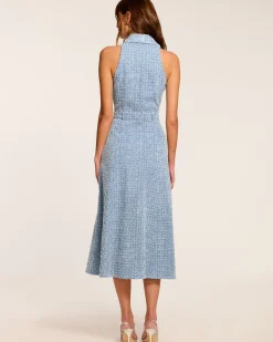 Sale Yesenia Textured Denim Midi Dress Dresses | Denim